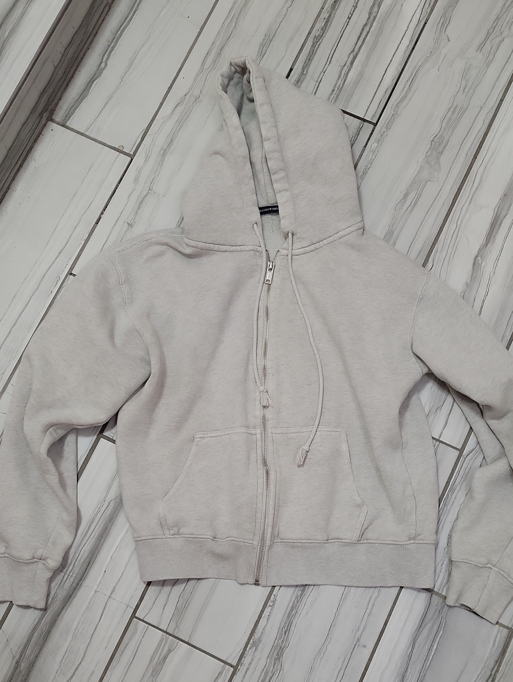 Brandy Melville Light Gray Zip-Up Hoodie